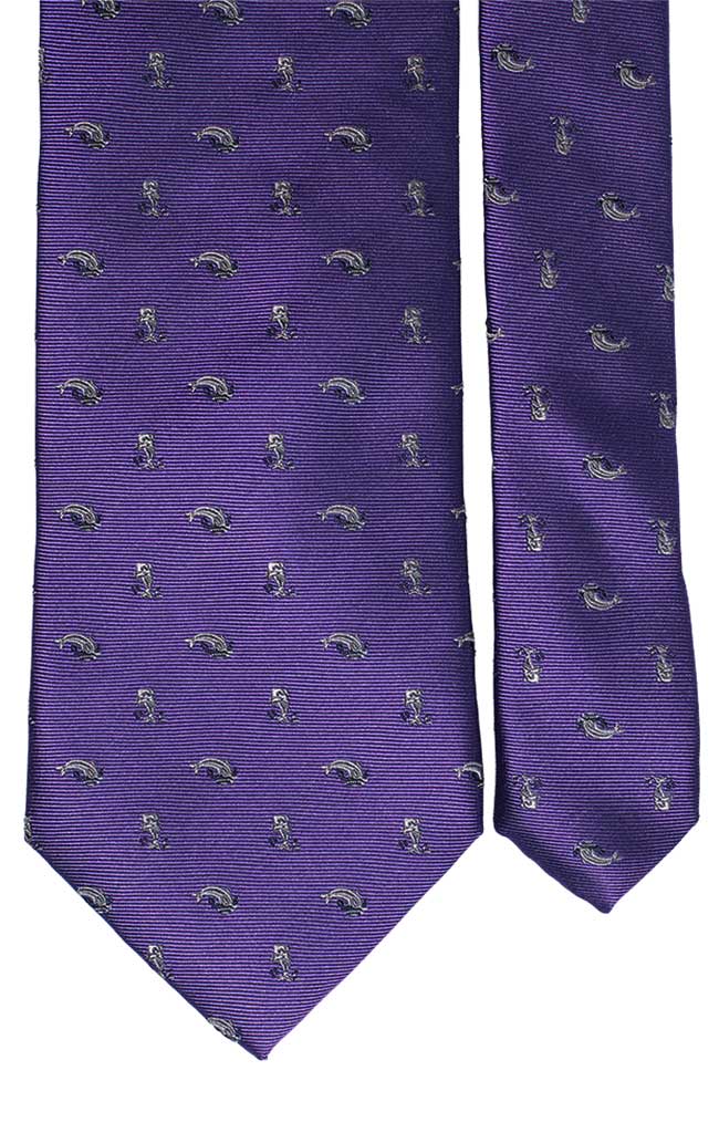 Cravatta di Seta Viola con Animali Made in Italy Graffeo Cravatte Pala
