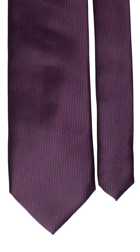 Cravatta di Seta Viola Riga Verticale Nera Made in Italy Graffeo Cravatte Pala