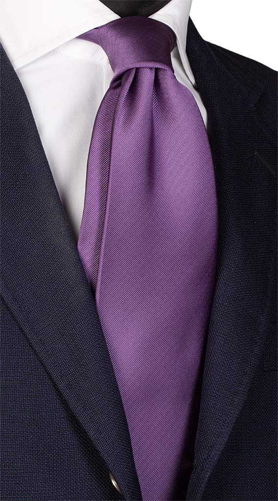Cravatta di Seta Viola con Righe Tono su Tono Tinta Unita Made in Italy Graffeo Cravatte