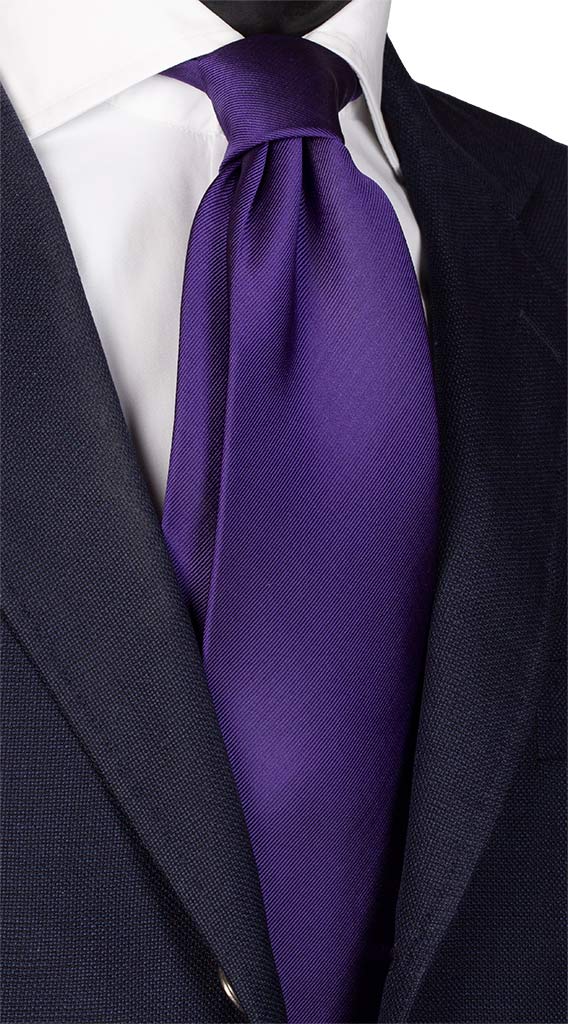 Cravatta di Seta Viola con Righe Tono su Tono Tinta Unita Made in Italy Graffeo Cravatte