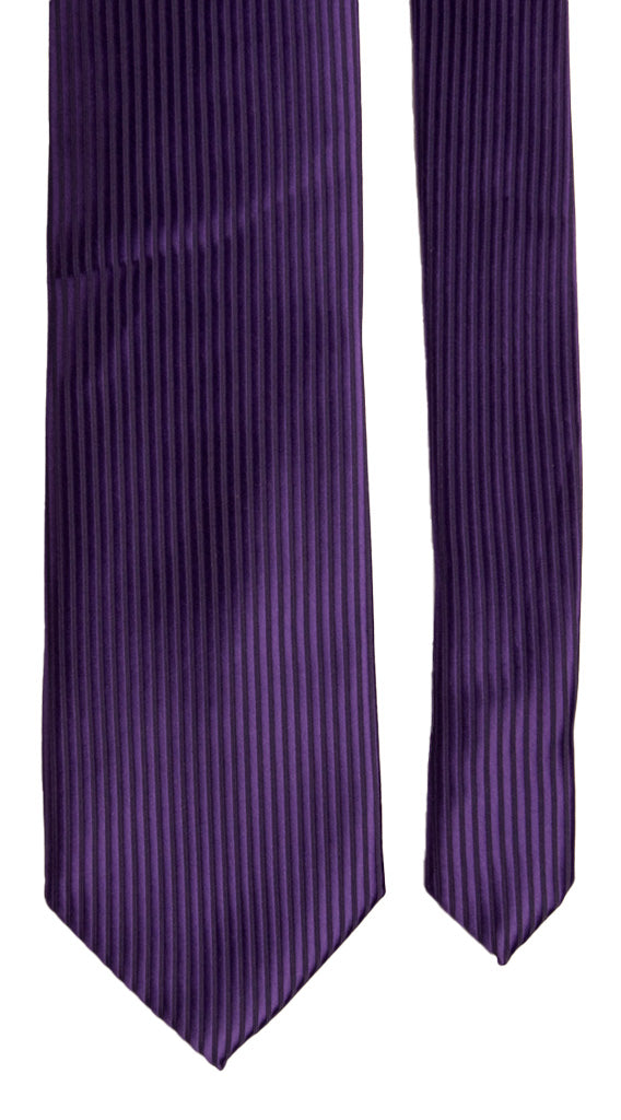 Man Violet Silk Tie Tone on Tone Vertical Stripes 822