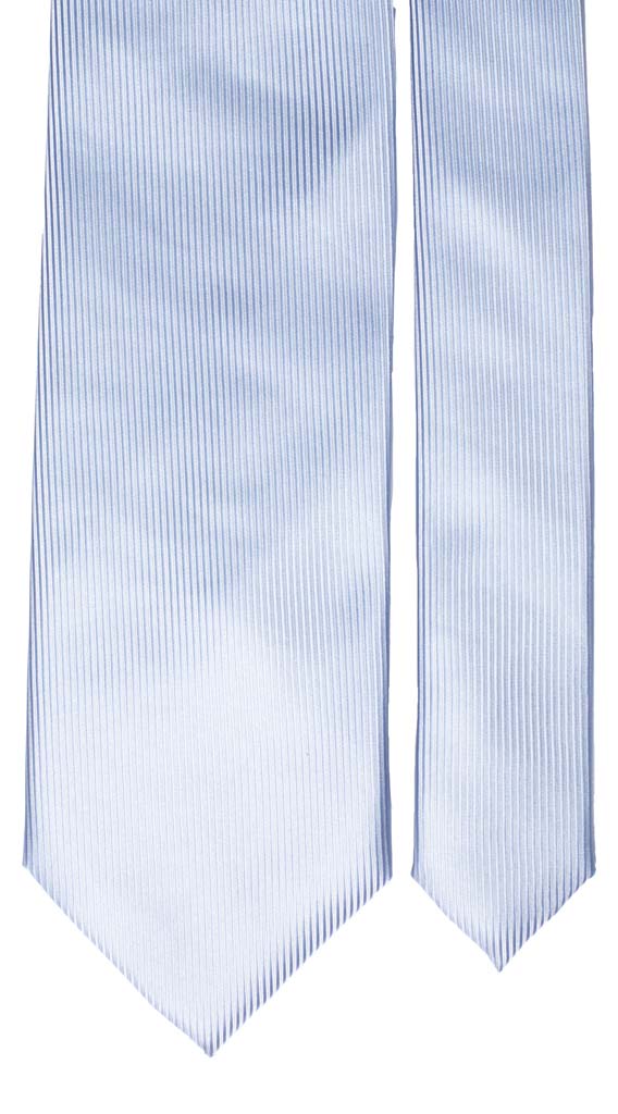 Cravatta di Seta Azzurro Ghiaccio Righe Verticali Tono su Tono Made in Italy Graffeo Cravatte Pala