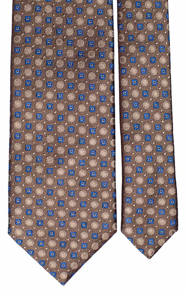Cravatta di Seta Color Cammello Fantasia Beige Bluette Made in Italy Graffeo Cravatte Pala