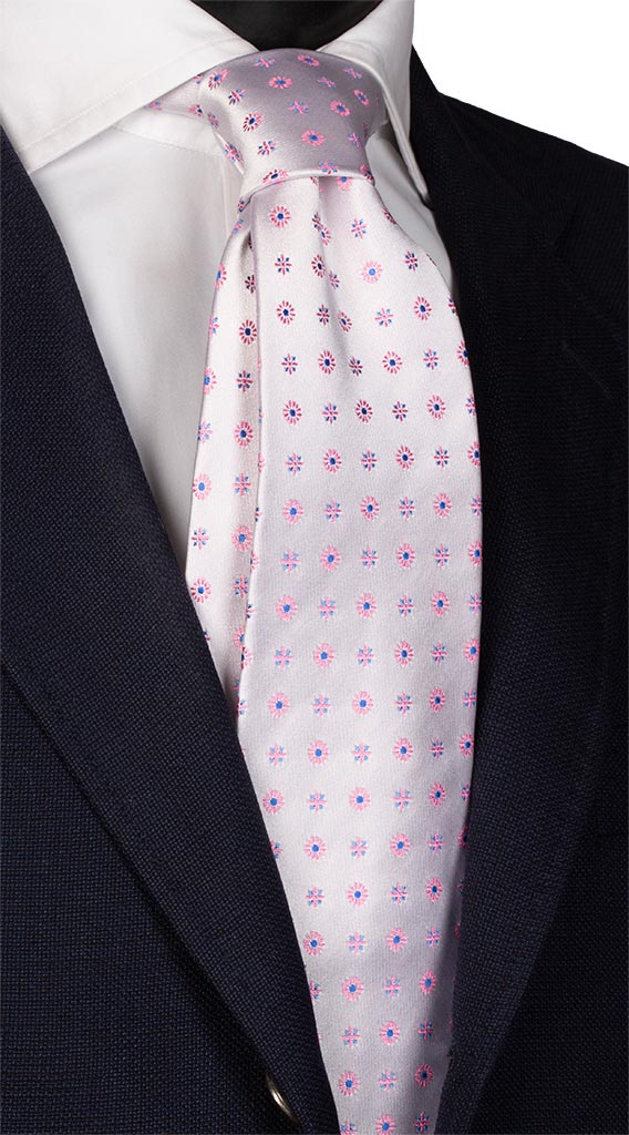Cravatta di Seta color Ghiaccio a Fantasia Rosa Celeste Made in Italy Graffeo Cravatte