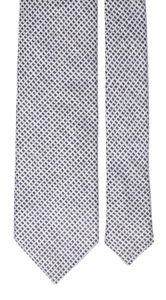 Cravatta in Lana Cashmere Fantasia Grigia chiara Blu Made in Italy Graffeo Cravatte Pala