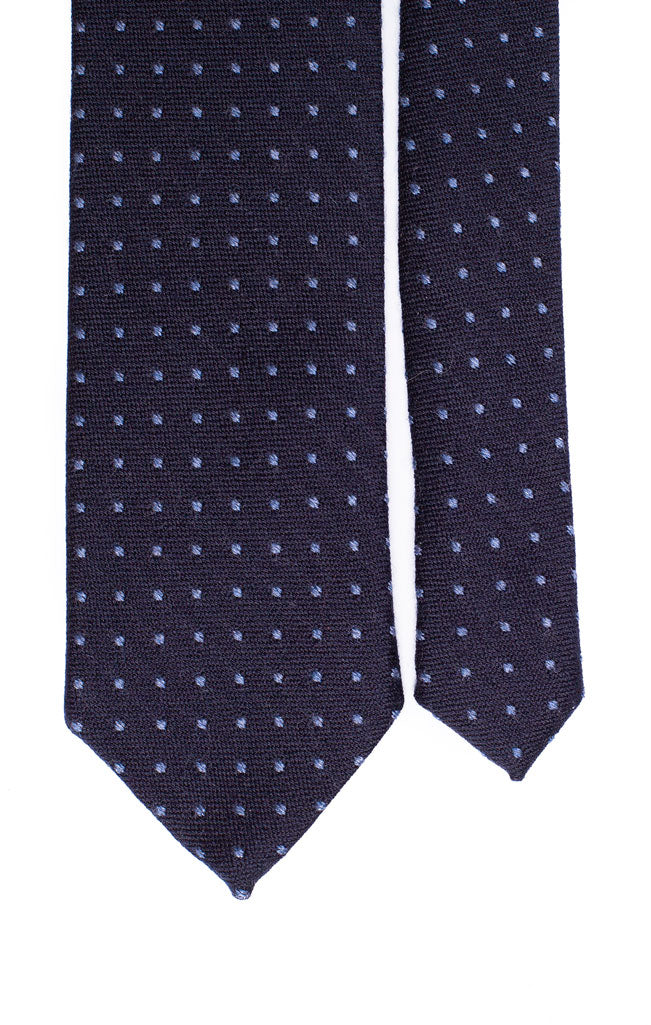 Cravatta in Lana Seta Blu con Micro Pois Celesti Made in Italy Graffeo Cravatte Pala