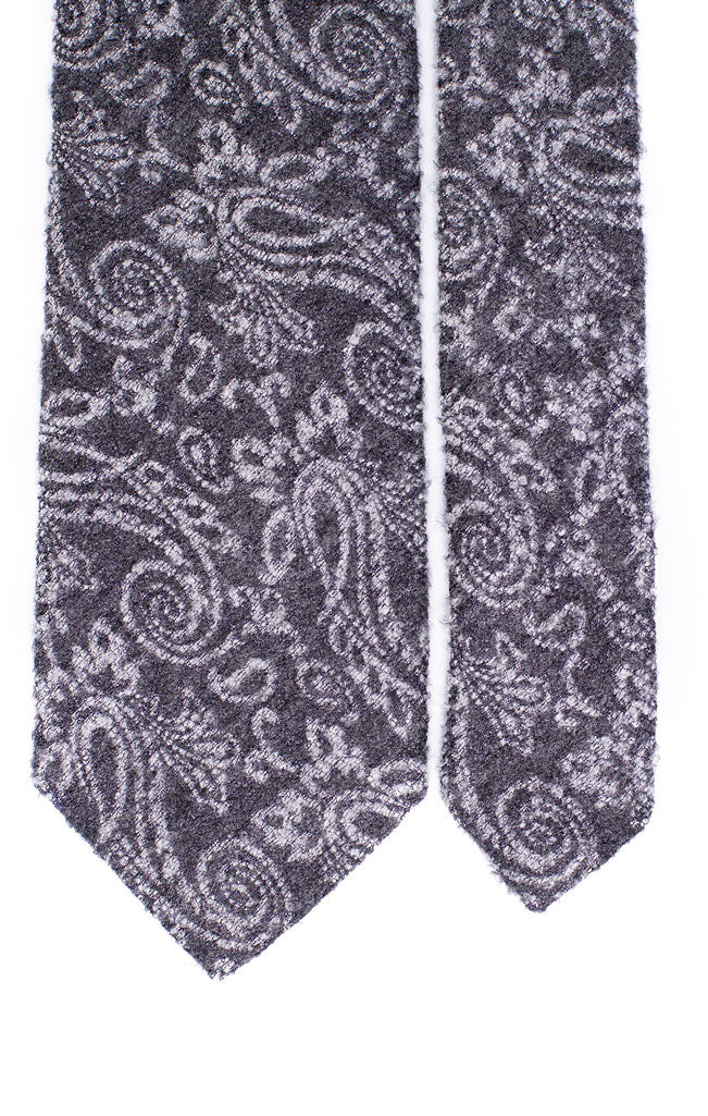 Cravatta in Lana Seta Grigio Paisley Grigio Chiaro Made in Italy Graffeo Cravatte Pala