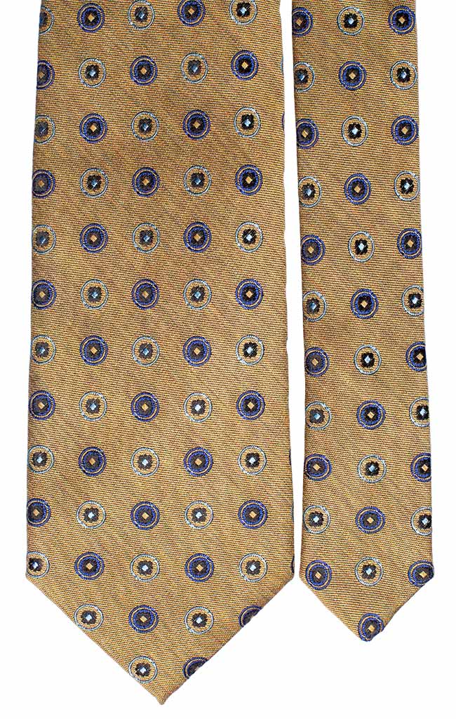 Cravatta di Seta color Senape Fantasia Bluette Azzurra Nera Made in italy Graffeo Cravatte Pala