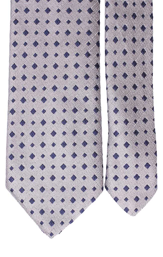 Cravatta in Seta Cotone Color Mastice Fantasia Blu Made in Italy Graffeo Cravatte Pala