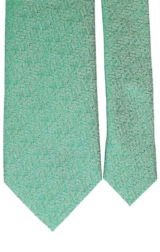 Cravatta in Seta Cotone Verde Fantasia Lisca di Pesce Tono su Tono Made in Italy Graffeo Cravtte Pala