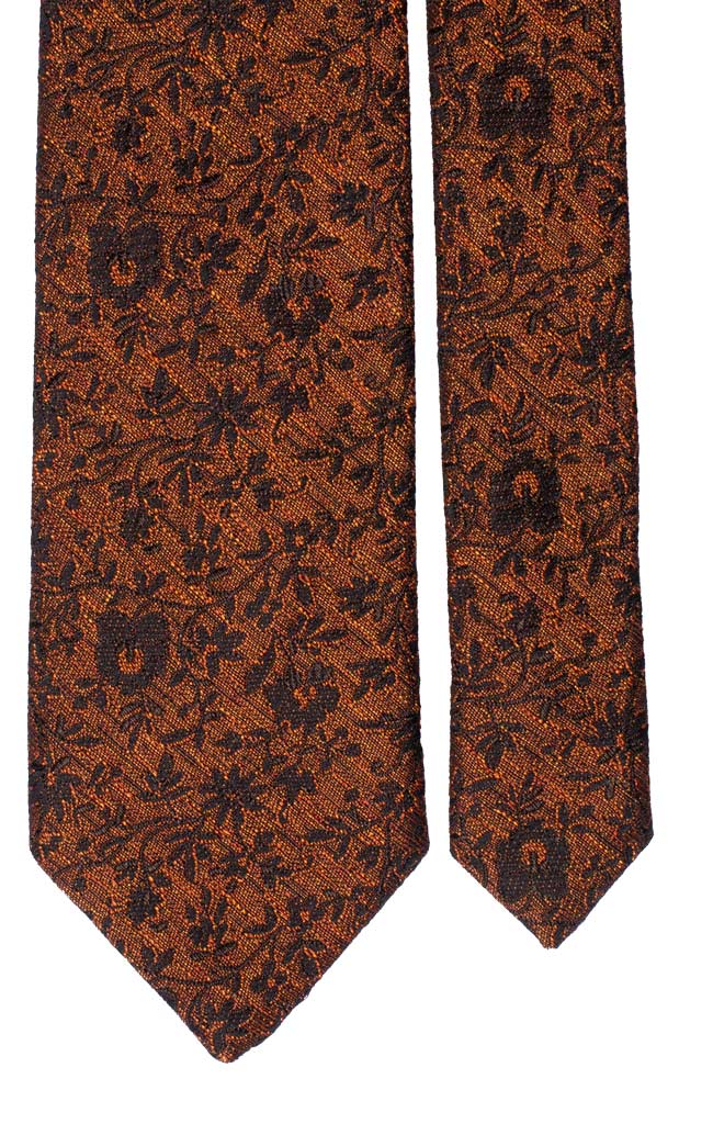 Cravatta in Seta Lino Arancione Fiori Neri Made in Italy graffeo Cravatte Pala
