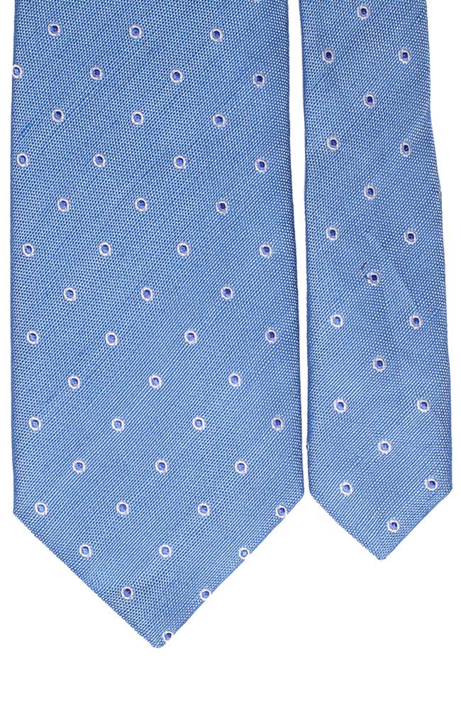 Cravatta in Seta Lino Celeste a Pois Bianco Azzurro Made in Italy Graffeo Cravatte Pala