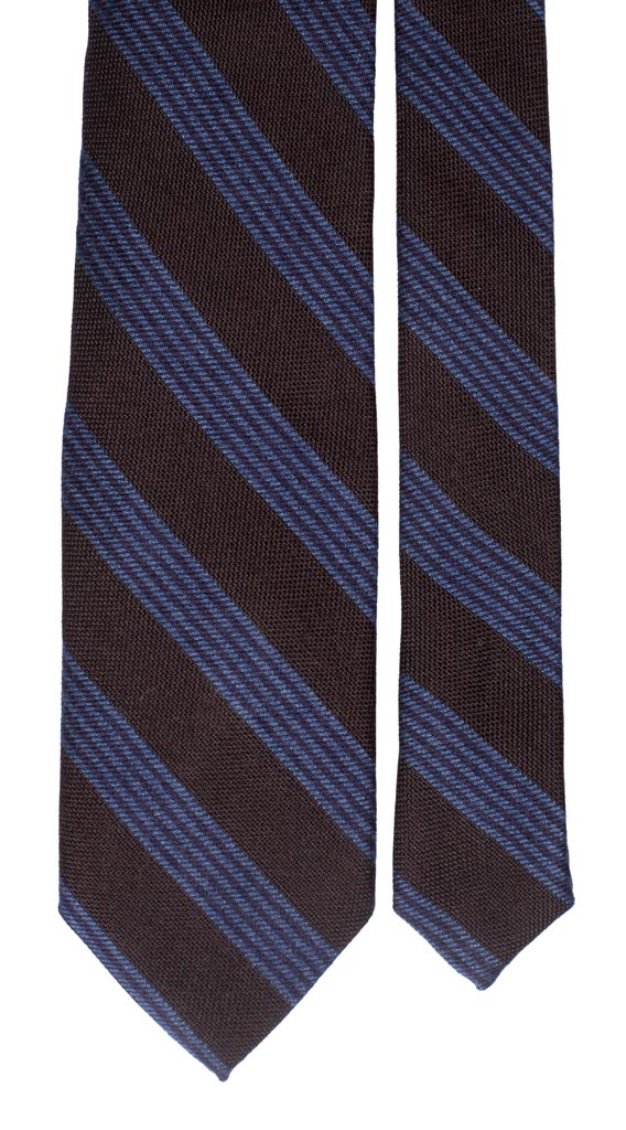 Cravatte Regimental in Seta Cashmere Marrone Righe Celesti Blu Navy Made in Italy Graffeo Cravatte Pala