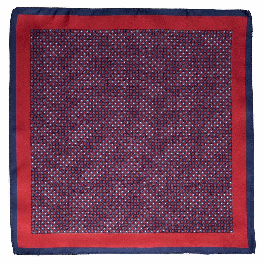 Fazzoletto da Taschino di Seta Fantasia Blu Rosso Grigio Made in Italy Graffeo Cravatte