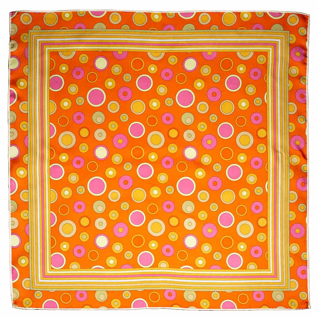 Foulard di Seta Arancione Fantasia Multicolor Made in Italy Graffeo Cravatte