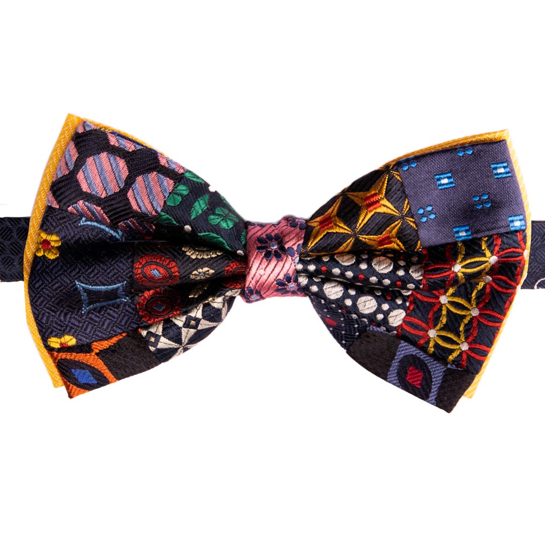 Papillon Uomo Patchwork di Seta Fantasia Multicolor Made in Italy Graffeo Cravatte