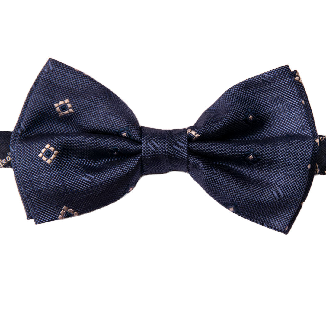 Papillon Uomo da Cerimonia di Seta Blu Navy Fantasia Grigio Argento Made in Italy Graffeo Cravatte