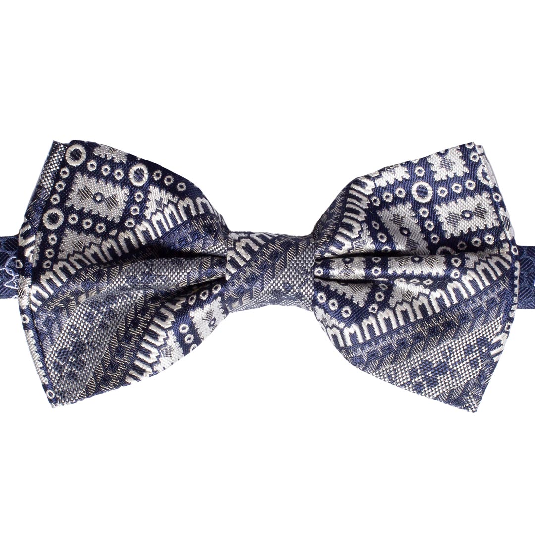 Papillon Uomo da Cerimonia di Seta Fantasia Blu Grigio Argento Made in Italy graffeo Cravatte