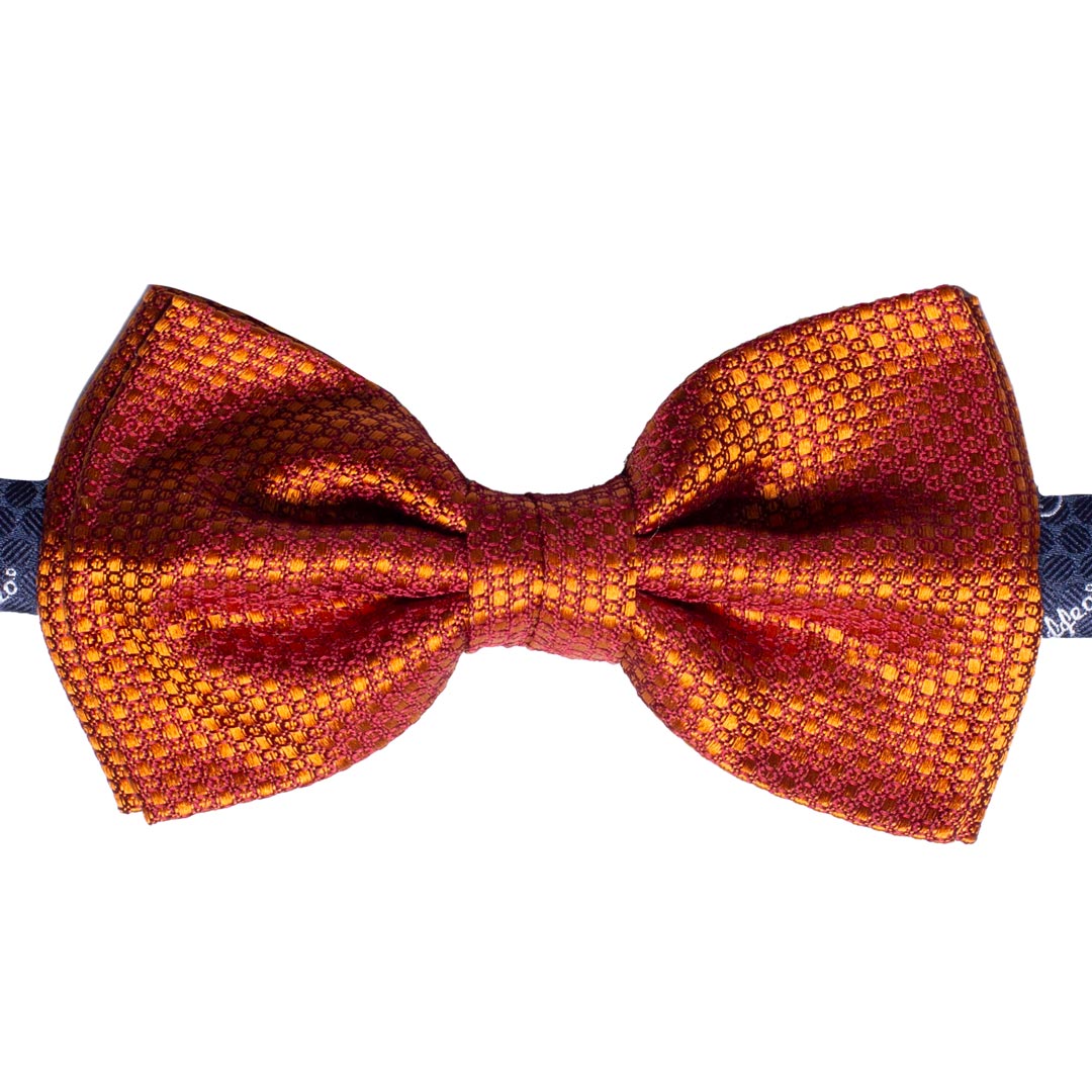 Papillon Uomo di Seta Arancione Fantasia Tono su Tono Made in Italy Graffeo Cravatte