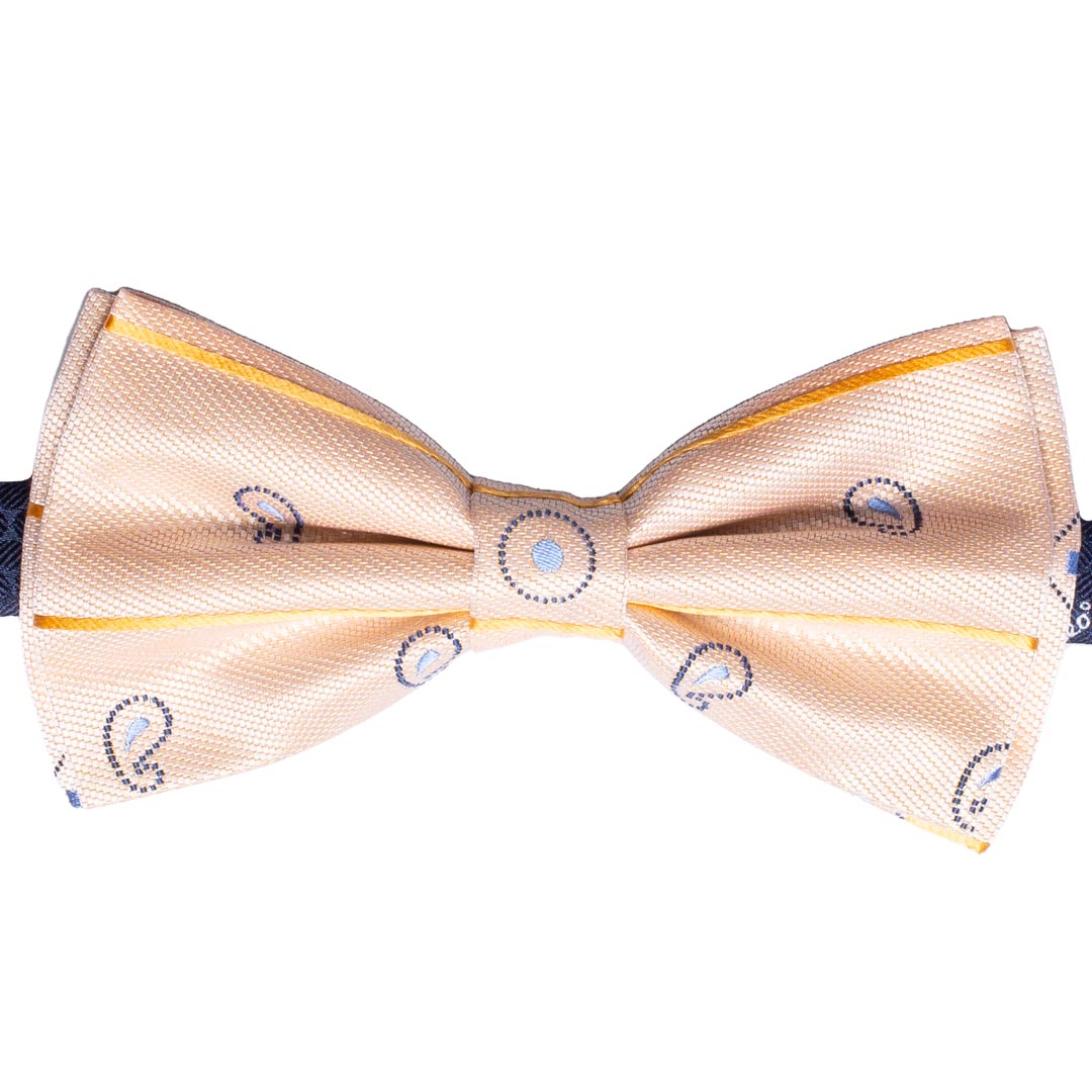 Papillon Uomo di Seta Arancione Chiaro Fantasia Blu Celeste Made in Italy graffeo Cravatte