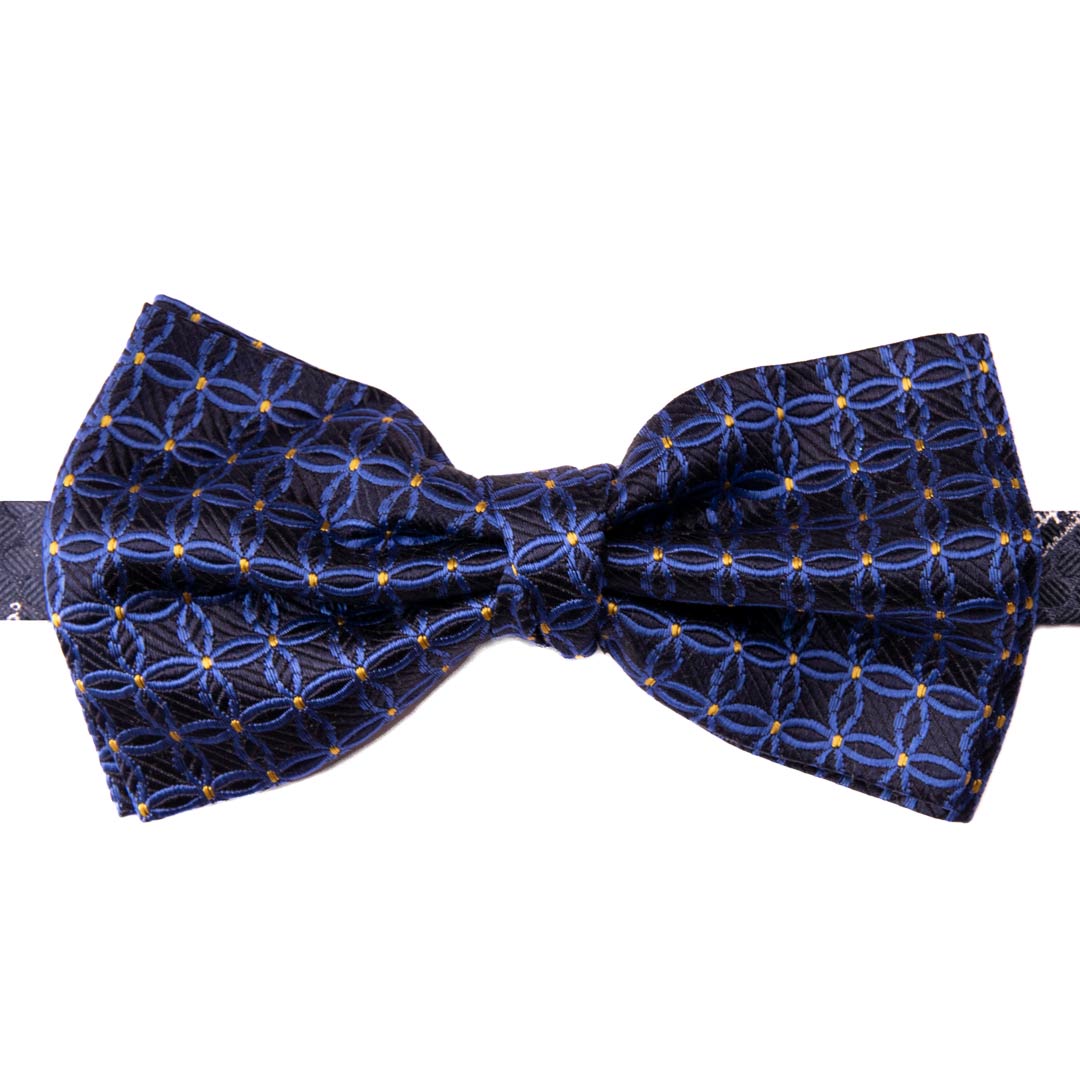 Papillon Uomo di Seta Blu Fantasia Bluette Gialla Made in Italy Graffeo Cravatte