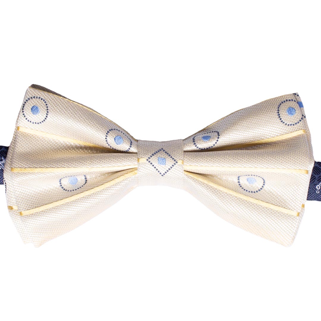 Papillon Uomo di Seta Giallo Fantasia Blu Celeste Made in Italy Graffeo Cravatte