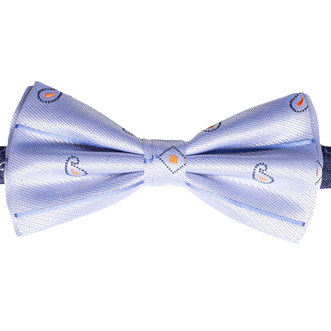 Papillon Uomo di Seta Grigio Argento Celeste Fantasia Blu Arancione Made in Italy graffeo Cravatte