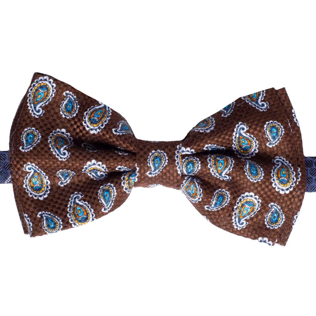 Papillon Uomo di Seta Marrone Paisley Multicolor Made in Italy graffeo Cravatte