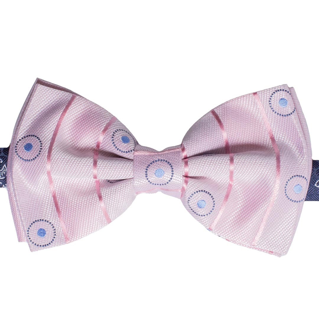 Papillon Uomo di Seta Rosa Fantasia Blu Celeste Made in Italy Graffeo Cravatte