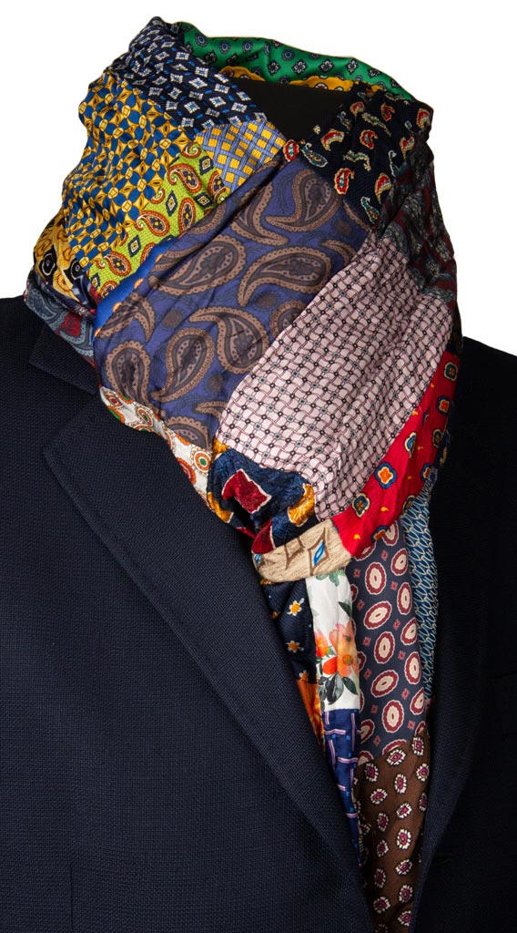 Sciarpa di Seta Patchwork Fantasia Multicolor Made in Italy Graffeo Cravatte